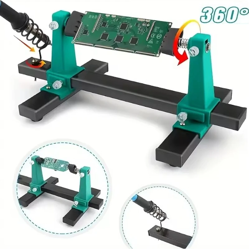

New 360° Rotatable PCB Holder Adjustable Circuit Board Jig for Soldering And Repair ESD Safe Metal Clamp Stand