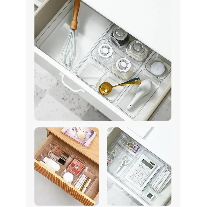 Clear Drawer Organizer Boxes Transparent Plastic Storage Box Desktop Acrylic Box Jewelry Makeup Cosmetic Organizer Drawer Box