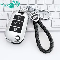 Folding TPU Key Fob Cover Keychain For Peugeot 208 2008 301 308 3008 RCZ 508 408 2008 307 Case For Citroen C3 C4 Berlingo 2021
