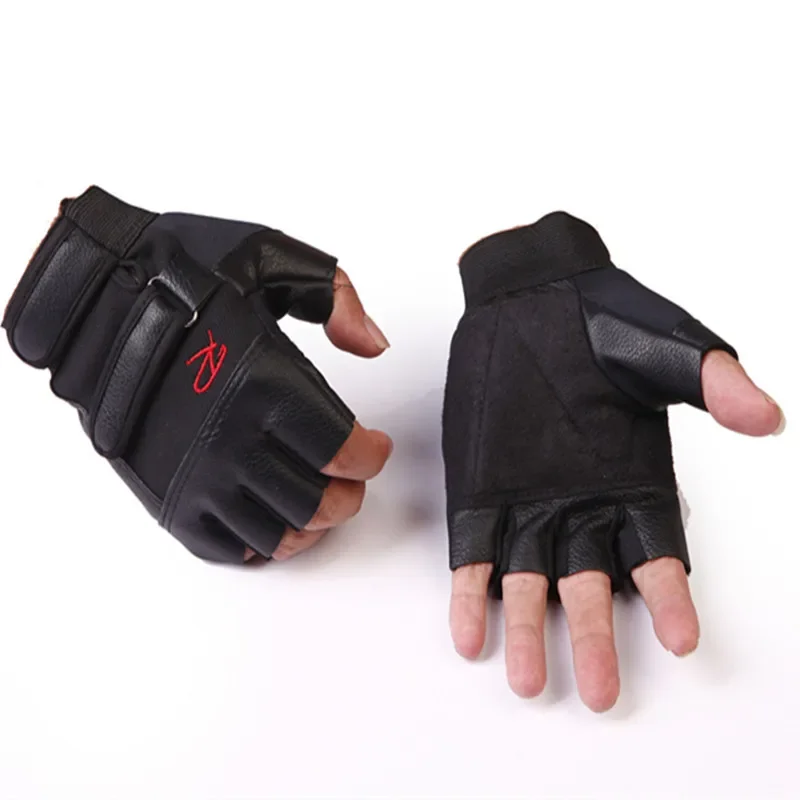 Motorcycle Genuine Leather Tactical gloves With Line Wrist Half Finger Glove Bicycle Fitness Unisex Adult Mittens Sport Gloves