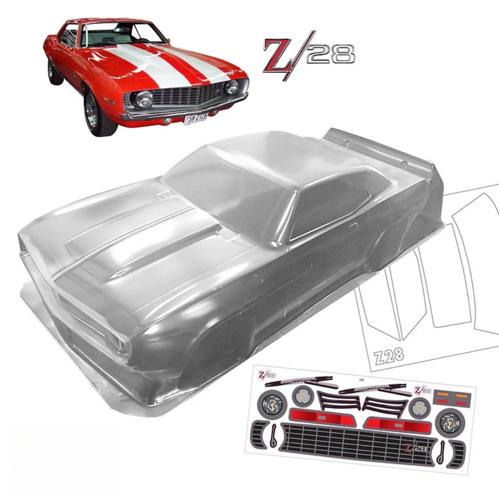 

Масштаб 1/10 Z28 1969 Chevy Clear Lexan Body 200 мм подходит для Tamiya TT01 TT02 XV01 XV02 Kyosho fazer mk2 Колесная база 257-260 мм