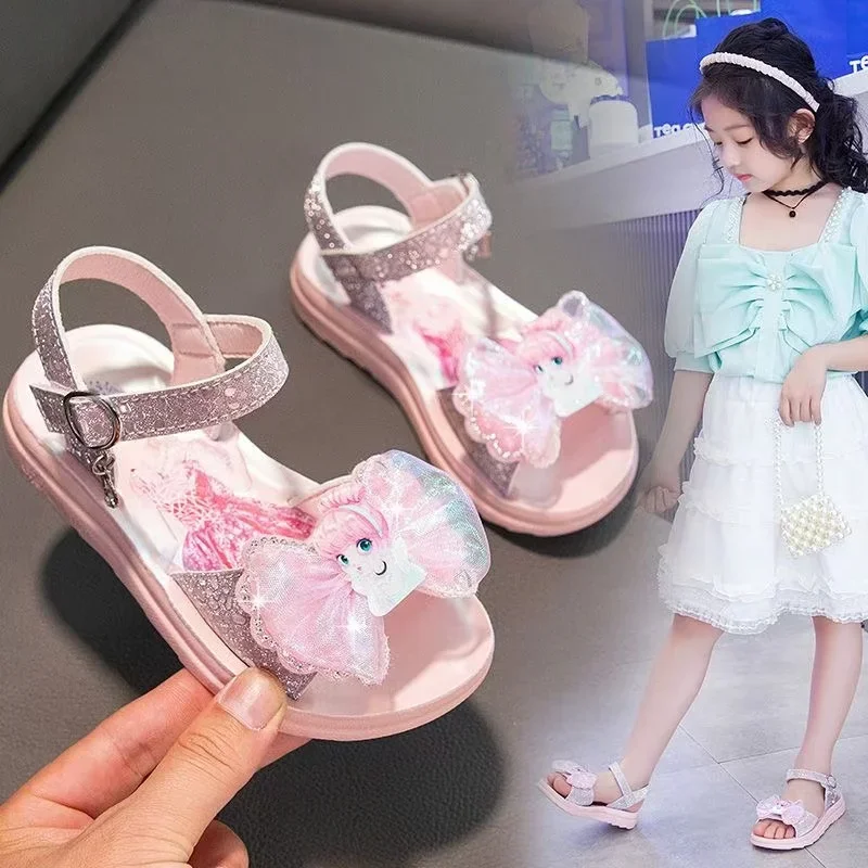 New Kids Girl Summer Shoes Cartoon Frozen Elsa Sandals Baby Kid Casual Children Princess Dance Crystal Soft Party Slippers 26-37