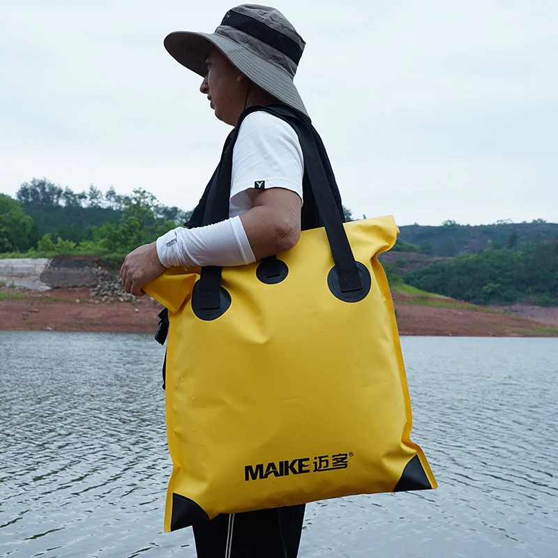 Maike حقيبة الصيد البلاستيكية متعددة الوظائف المحمولة قابلة للطي سعة كبيرة مقاوم للماء حقيبة الصيد حقيبة يد أداة حقيبة معدات صيد الأسماك