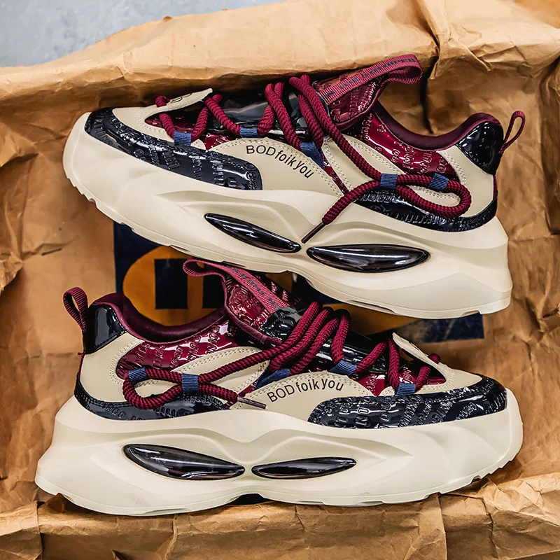 

New Comfortable Sneakers for Men Designer Leather Cushioned Casual Platform Shoes Men's Breathable Soft Sole Running Shoes 2025