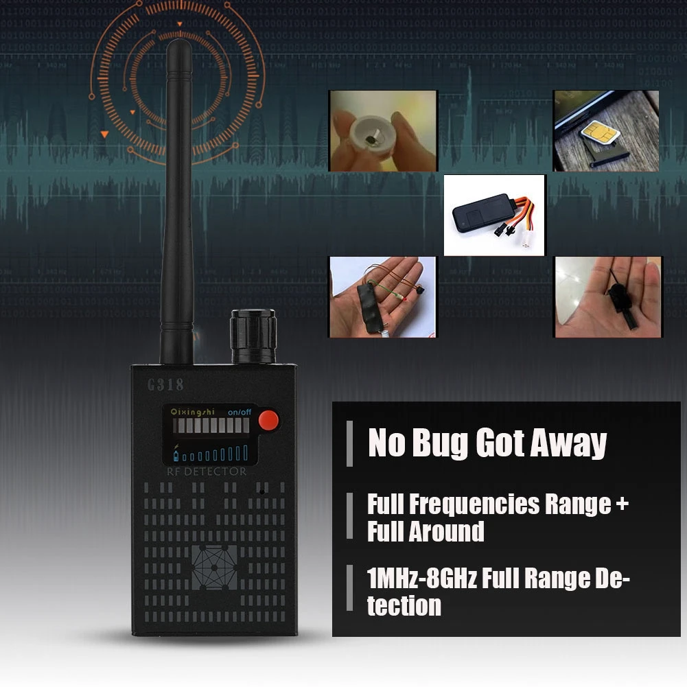Full Range Detector RF Signal Detector G318 Anti  Amplification Signal Detector 1MHz-8GHz Frequencies Full Range Detector