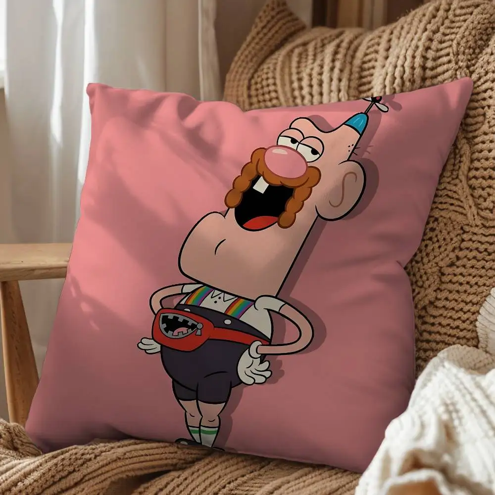 fine food Pizza Steve Uncle Grandpa Pillow Case Square Double-Sided Printing Short Plush Sofa Cushion Cover Bedroom Pillow