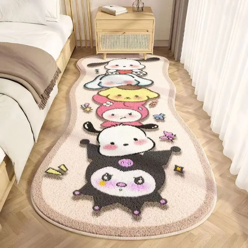 

Large Kawaii Carpet Cinnamoroll Kuromi Pachacco Bedside Anti Slip Imitation Cashmere Long Carpet Home Living Room Decor Rug