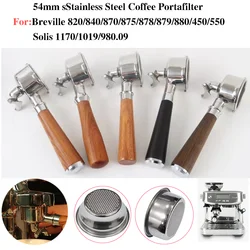 54mm Double Mouth Coffee Portafilter For Breville 870/875/878 Solis 1170 Stainless Steel Coffee Handle With Basket Barista Tool