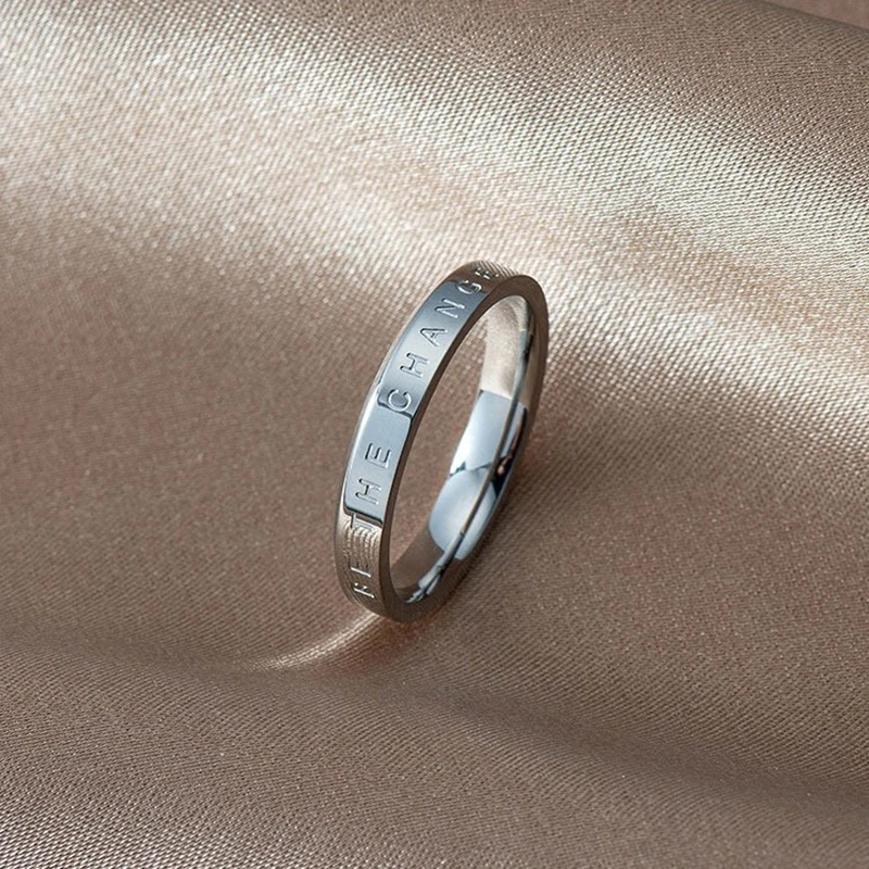 Couple Ring for Men Women Rose Gold Silver Color Titanium Steel Finger Accessories Charms Love Jewelry (GR413)