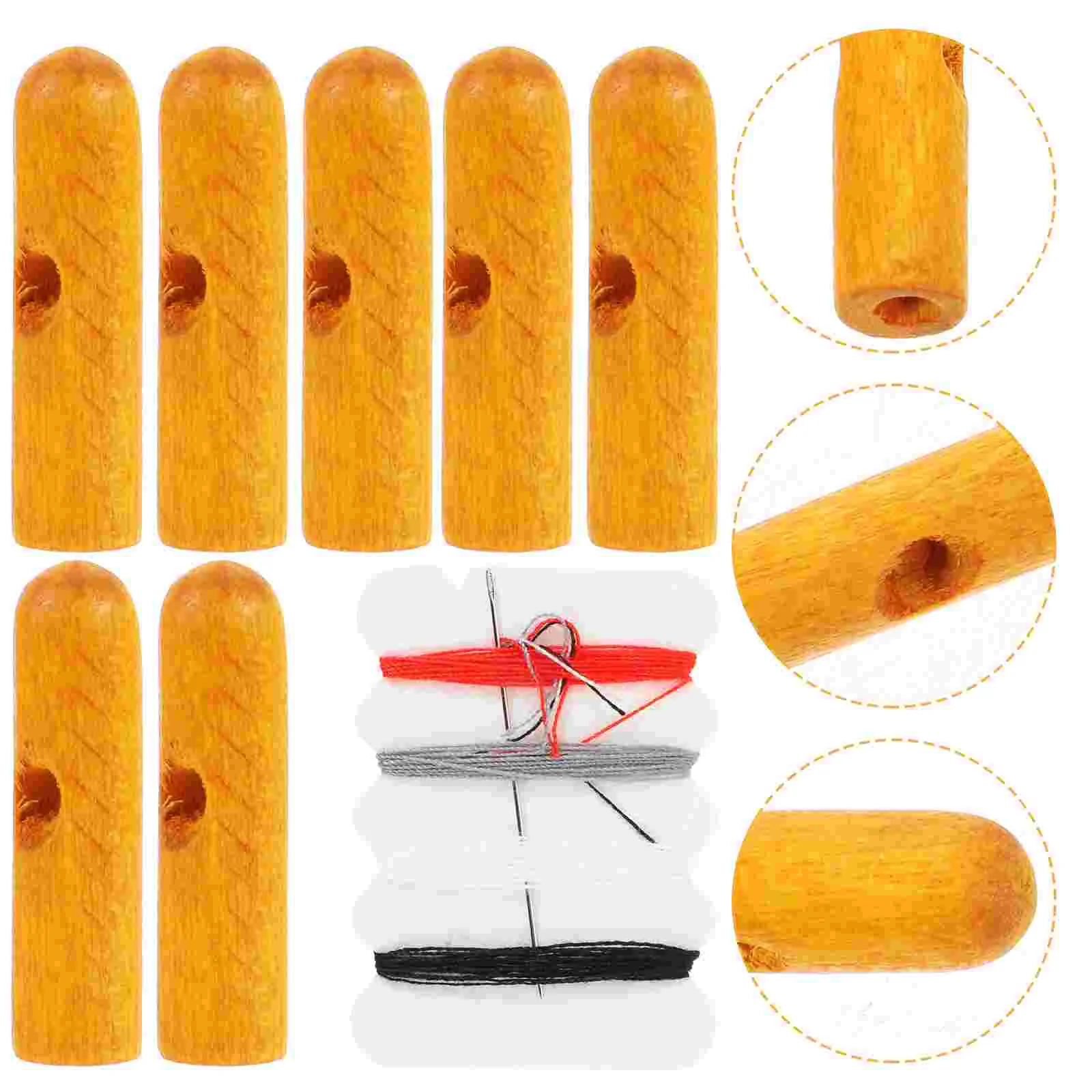 

10 Pcs UV Umbrella with Fan and Handle Tail Beads Solid Wood Accessories