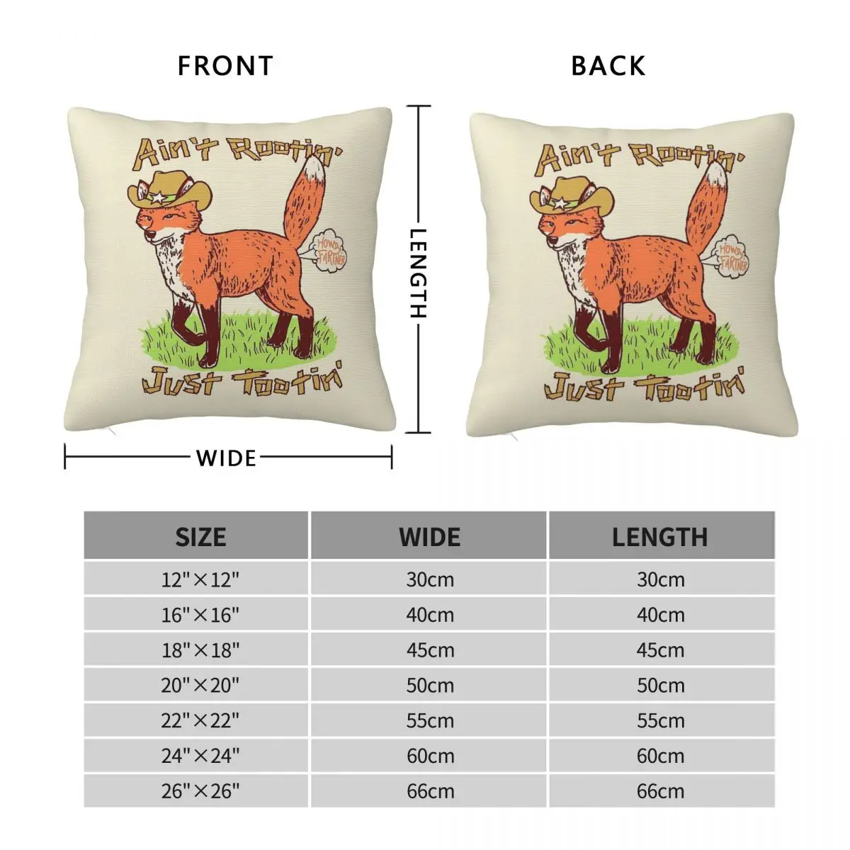 Ain't Rootin Just Tootin Square Pillowcase Polyester Linen Velvet Printed Zip Decor Pillow Case Sofa Seater Cushion Case