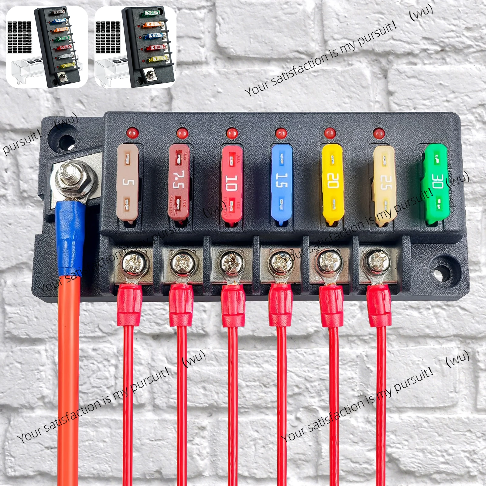 4/6 Way Fuse Block 12V Blade Fuse Box Holder with LED Indicator, Waterproof Cover, Safety Compact
