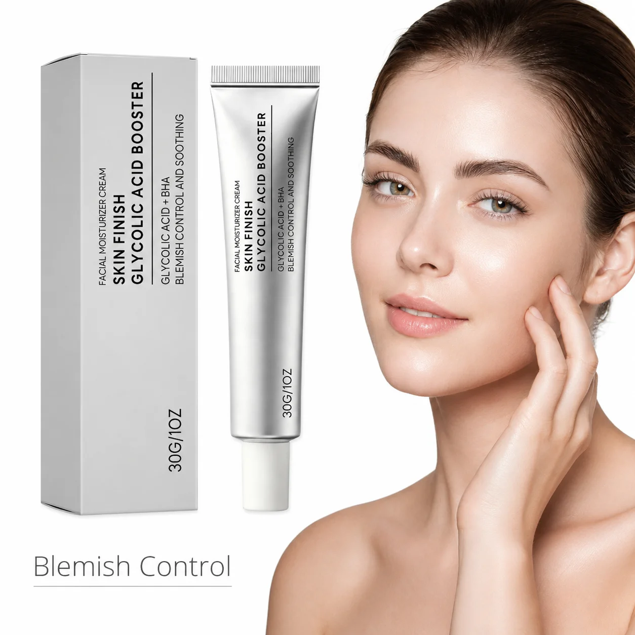 Glycolic Acid Moisturizer Cream BHA Facial Exfoliant Brightening Pore Care Lightweight Night Skin Care for Oily Combination Skin