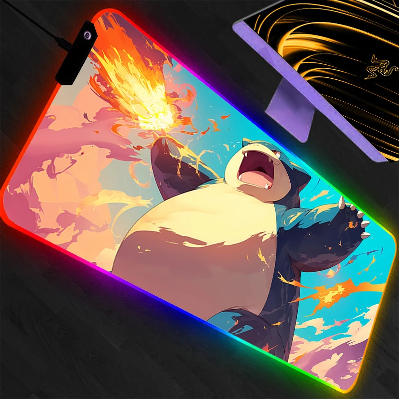 RGB Mouse Pad Pokemon Pikachu Lockedge Backlight Gaming Accessories Computer Gamer Keyboard LED Mouse Mat Desk Mousepad