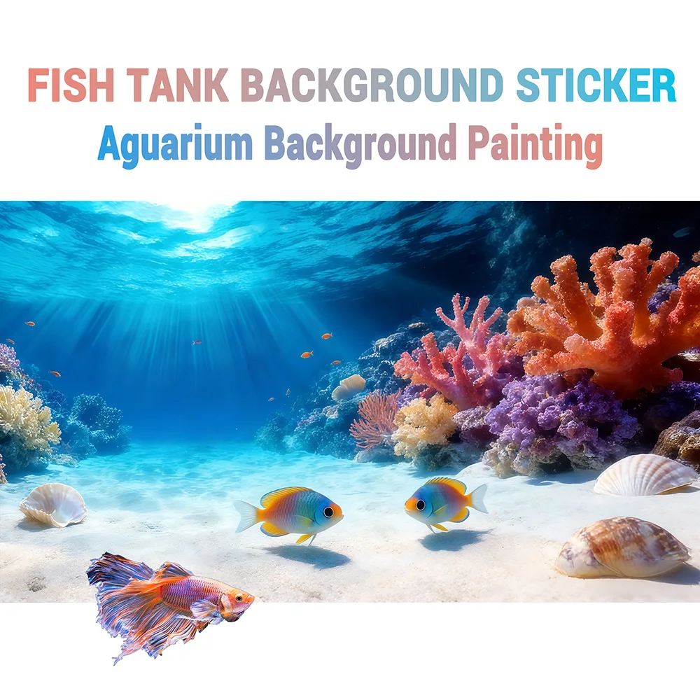 Aquarium Background, Background For Fish Tank ,Sunshine Coral, Aquarium decor, Front Self-Adhesive 2D Flat Sticker