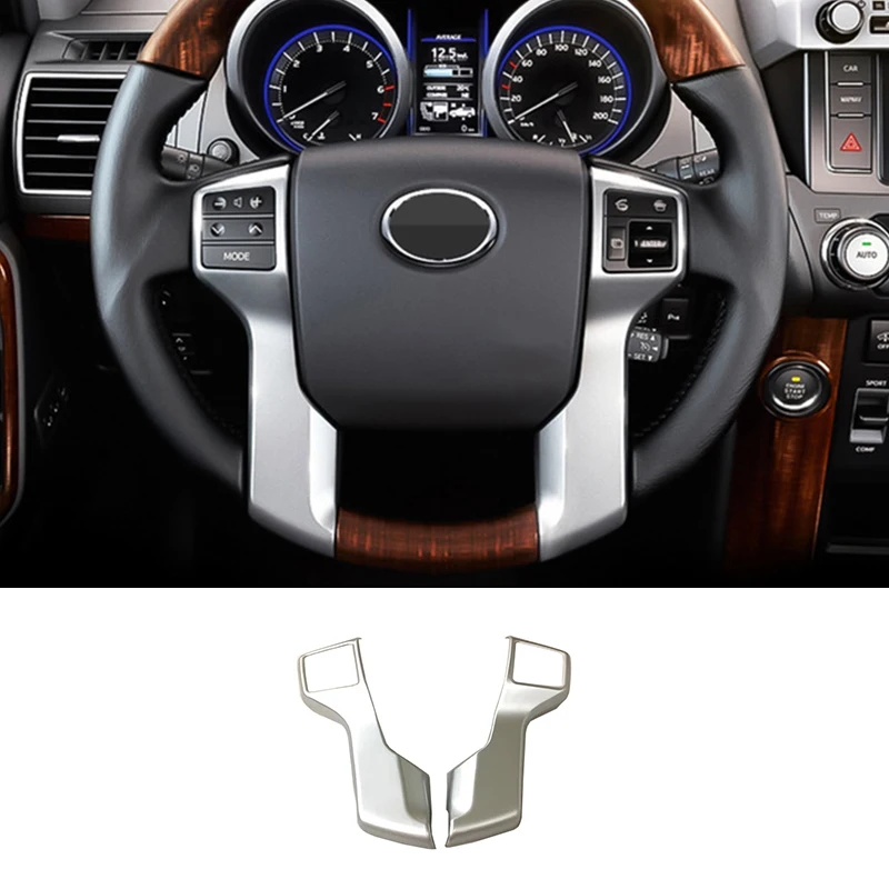 For Toyota Land Cruiser 150 Prado LC150 FJ150 2010-2018 Interior Steering Wheel Cover Trim Chrome Car Styling Accessories