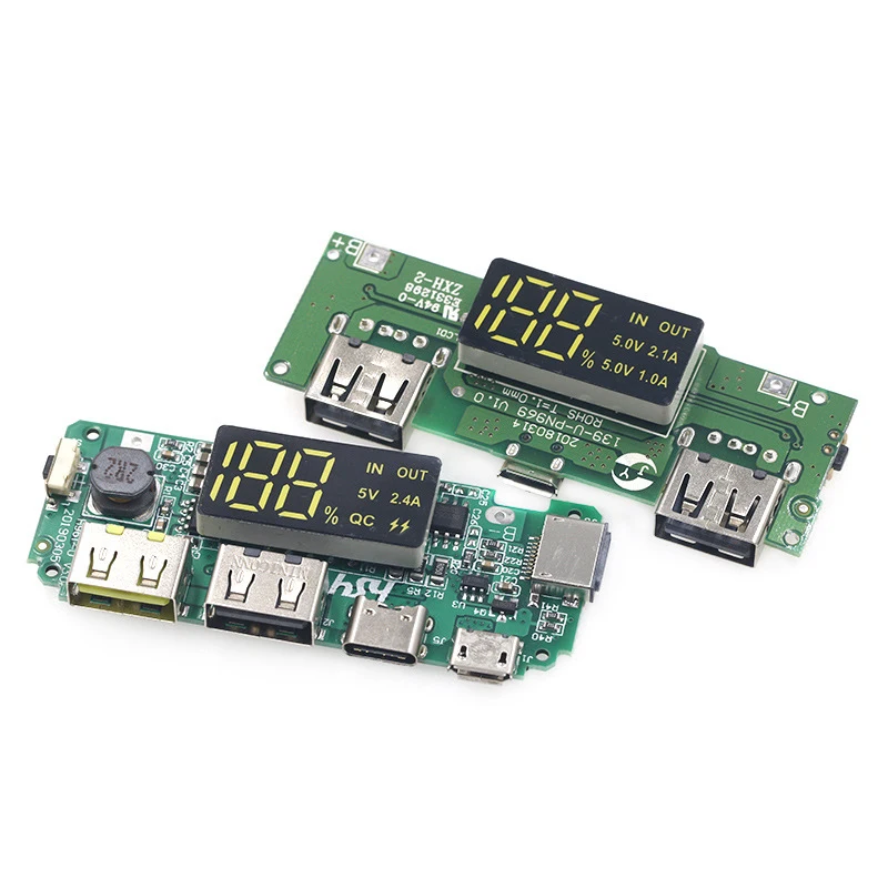 【C】LED Dual USB 5V 2.4A Micro/Type-C USB Mobile Power Bank 18650 Charging Module Lithium Battery Charger Board