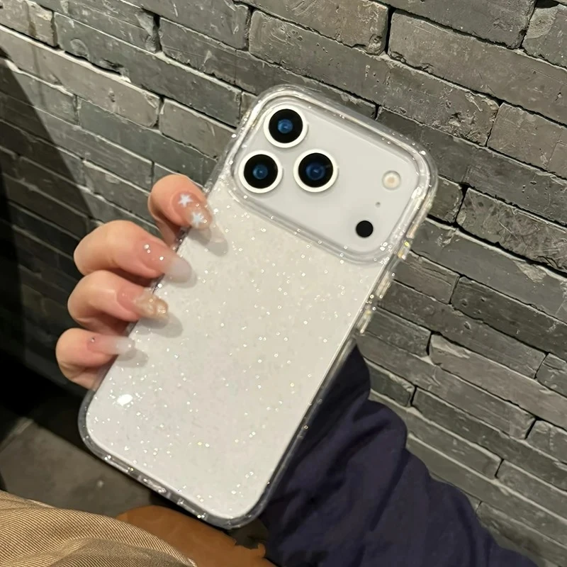 Luxury Soft Silicone Glitter Transparent Phone Case for iPhone 11 12 13 14 15 16 17 Pro Max Plus Air Clear Bumper Cases Cover - náhled 2