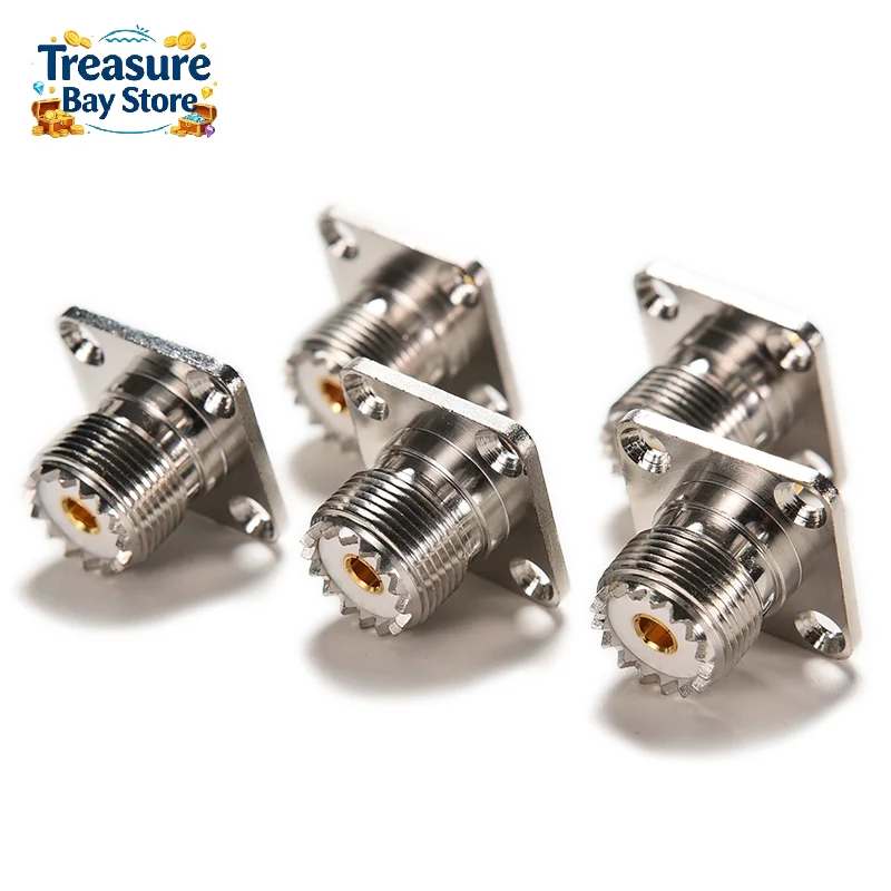1/5/10pcs 4-Hole 25mm Flange SO239 UHF Female Jack Connector, Panel Mount Solder Type