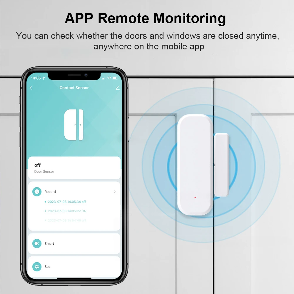 Sensor inteligente de puerta y ventana, alarma de seguridad magnética, Monitor remoto con aplicación Smartlife, Tuya, WiFi/Zigbee, funciona con