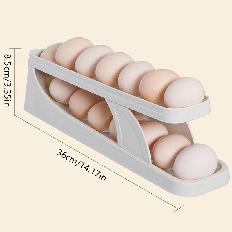 Refrigerator Automatic Scrolling Egg Rack Holder Storage Box For 15 Eggs Egg Basket Food Containers Refrigerator Storage Box