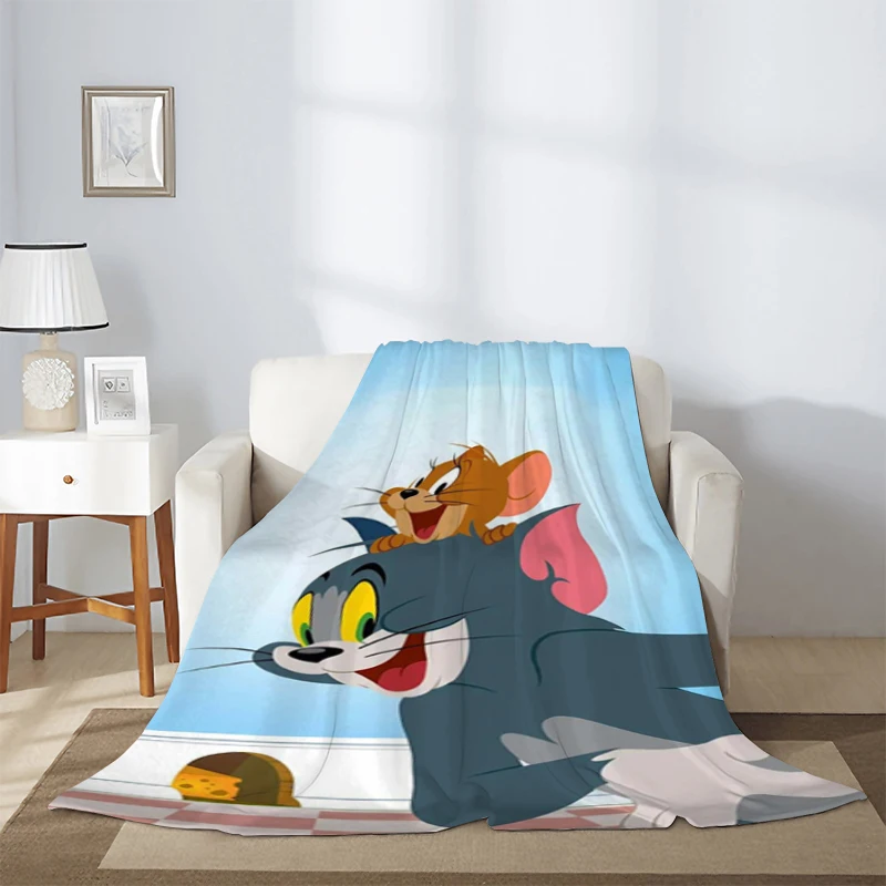 

Cute Custom Blanket Sofa Winter T-Tom Cat J-Jerry Cartoon Microfiber Bedding Fluffy Soft Blankets & Throws Knee Warm Fleece Nap