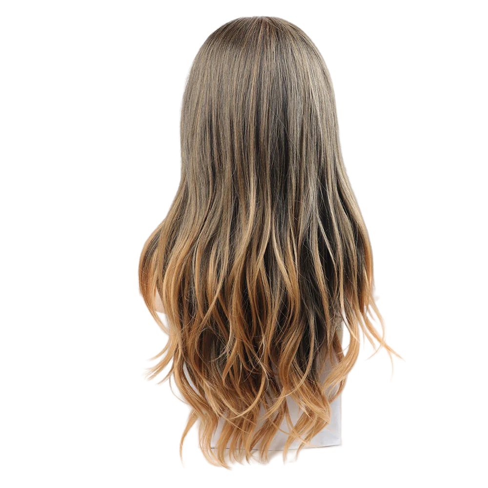 26 Inch Long Synthetic Wigs for Women Middle Part Heat Resistant Synthetic Cosplay Wigs with Bangs Natural Color Synthetic Hair