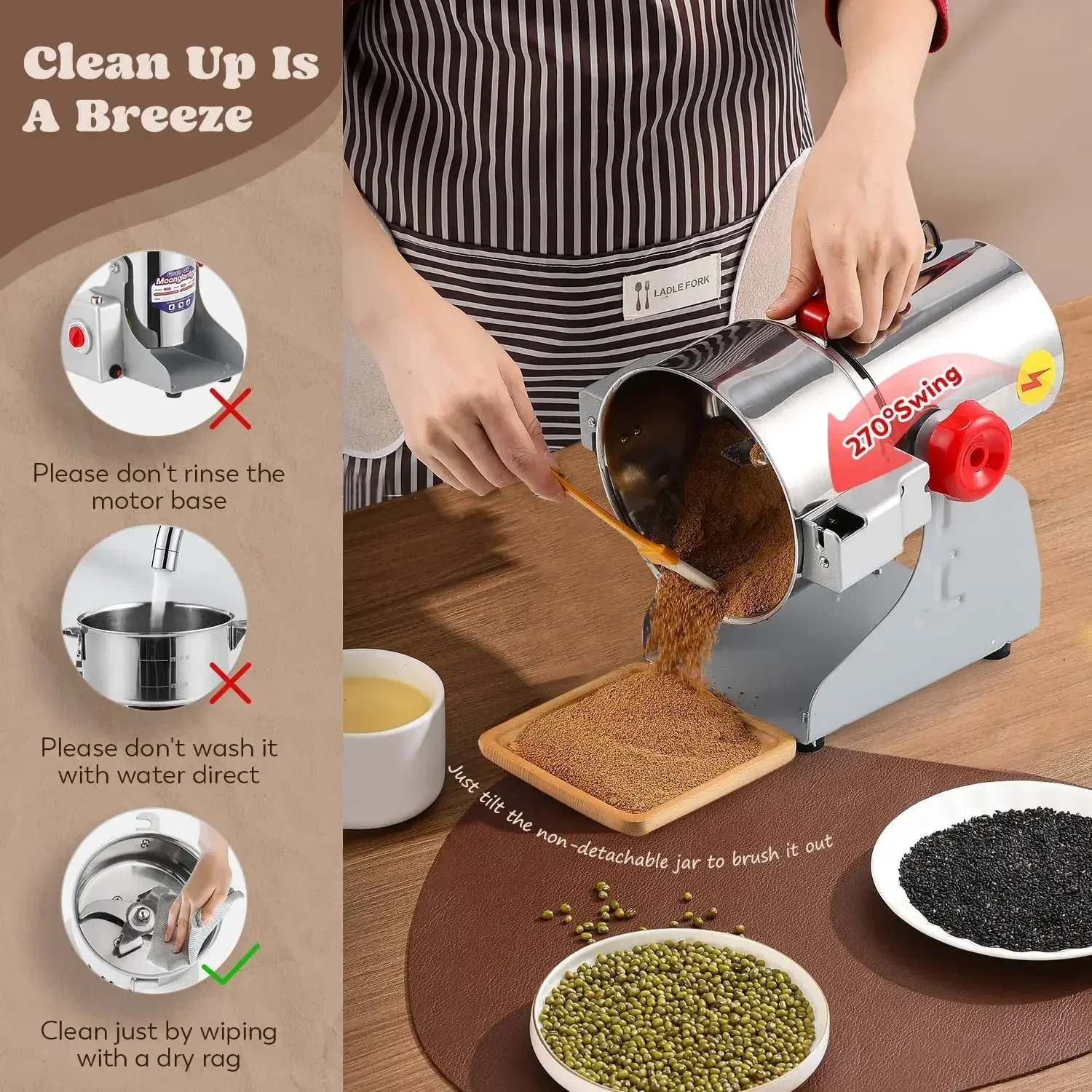 

[XMSJ]700g Grain Mill Grinder Commercial Spice 2500W Stainless Steel Electric Pulverizer Dry Grinding Machine for Wheat