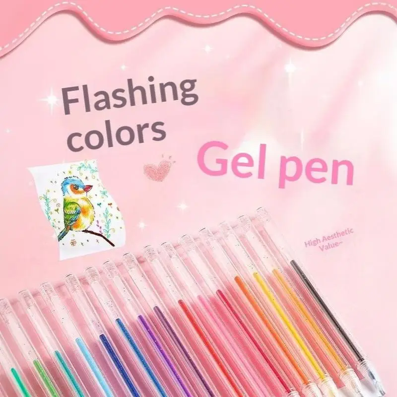 8/12/18 Colors Glitter Gel Pens 1.2mm Metal Tip Ink Set For Cardstock Diary Drawing DIY Crafts Art Supplies