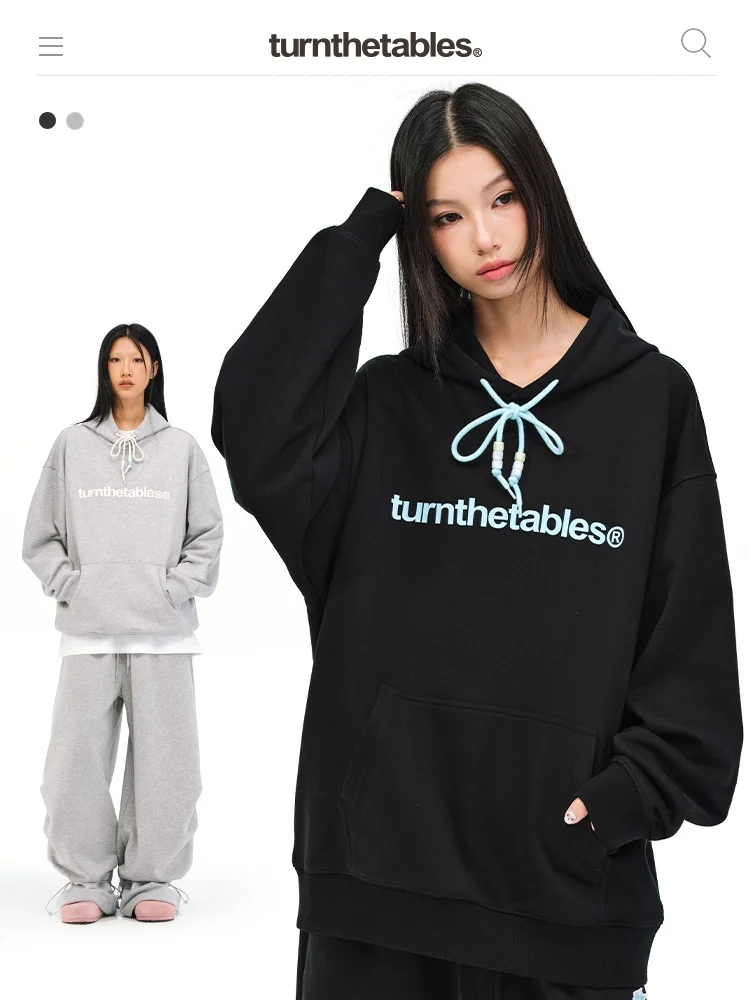 

Толстовка Turnthetables с бисером и шнурком, модная американская базовая куртка, повседневная кофта с длинным рукавом и круглым вырезом для пар