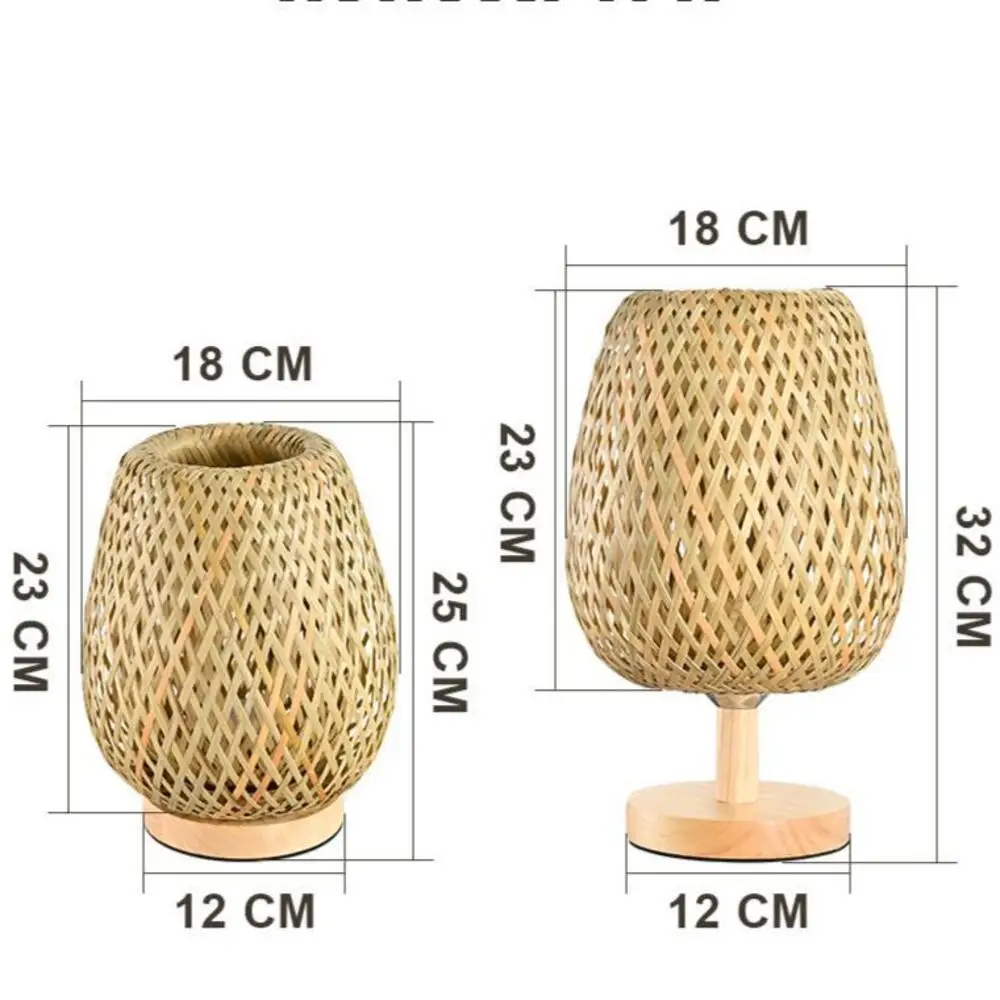 Small Bamboo-Woven Lamp Handmade Craft Table Lamp for Bedroom & Study Bamboo-Style Design Warm Decor Piece Desktop Ornament