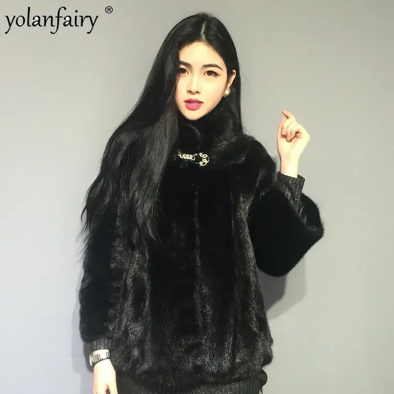 

New Winter Coat Women Real Fur Jacket Female Mink Fur Coats Whole Mink Slim Female Mink Clothes Manteau Femme Hiver FCY4212