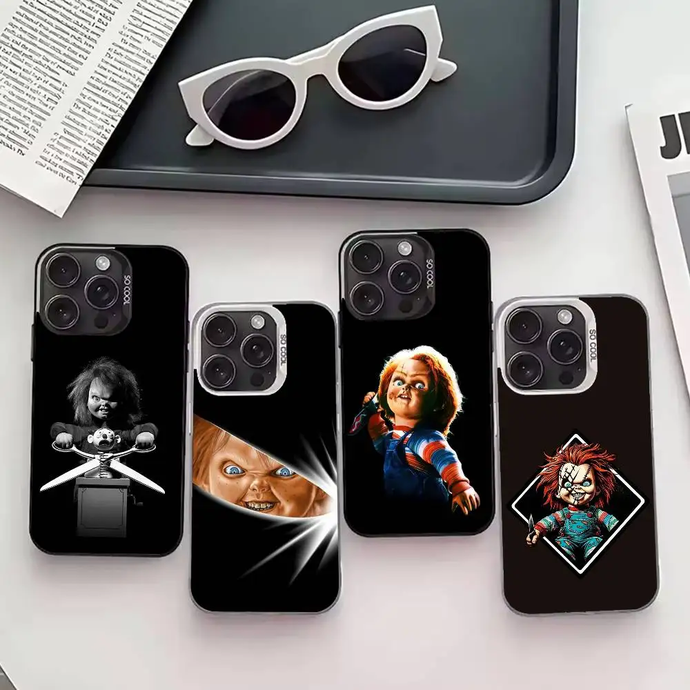 

S-Scary C-Chucky Doll Phone Case For iPhone 17,16,15,14,13,12,11 Plus,Pro Max,XS,Colored silver phone case