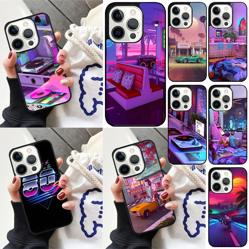 Synthwave 80's Retro Art Cover For iPhone 16 13 14 15 Pro Max 12 Mini 11 15 Pro Max 6 7 8 Plus Max SE 2020 Phone Case