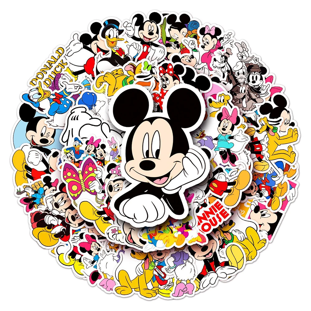 10/30/50pcs Cute Disney Mickey Mouse Cartoon Stickers Kawaii Graffiti Kids Sticker Toy DIY Laptop Skateboard Phone Funny Decals