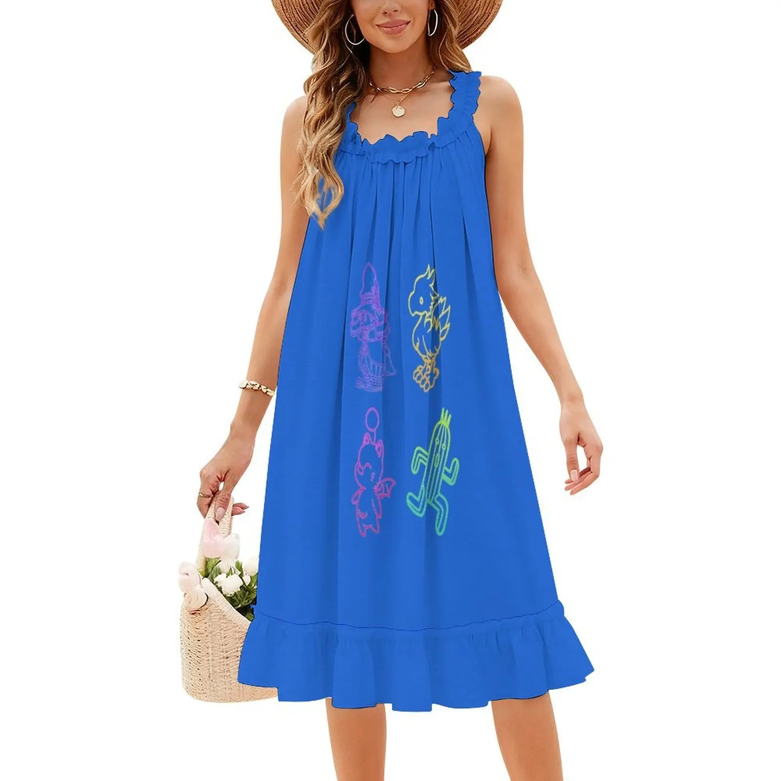 فاينل فانتسي الخطوط العريضة الكلاسيكية تي شيرت البوهيمي بلا أكمام فستان متعدد المطبوعات عطلة الشاطئ فستان الحفلات الخيال النهائي الخطوط العريضة #4