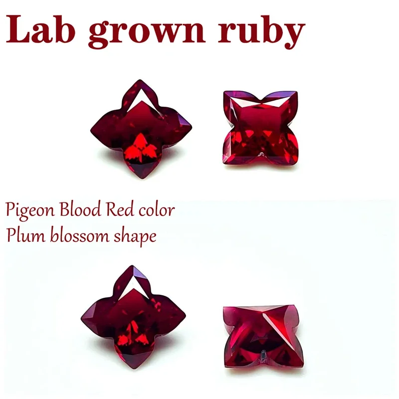 

L-Ruby Plum Blossom Cut VVS1 Lab Grown Gemstone Pigeon Blood Red for Advanced Chamrs Jewelry Rings Earrings Making Certificate