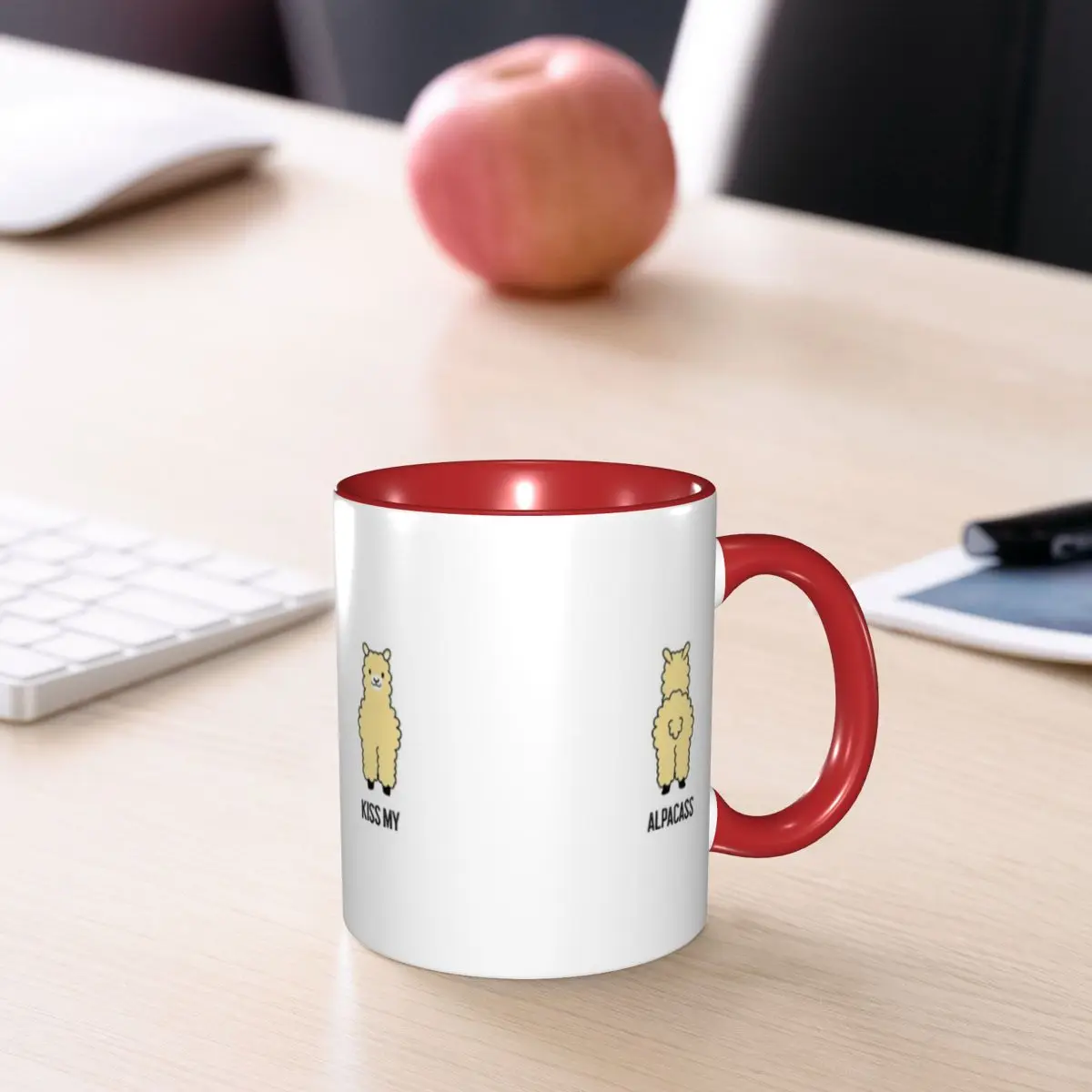 2-Sided Kiss My Alpacass Funny Alpaca Llama Mug Funny Ceramic Coffee Cups Tea Mugs Milk Cup Drinkware Gift for Woman Man