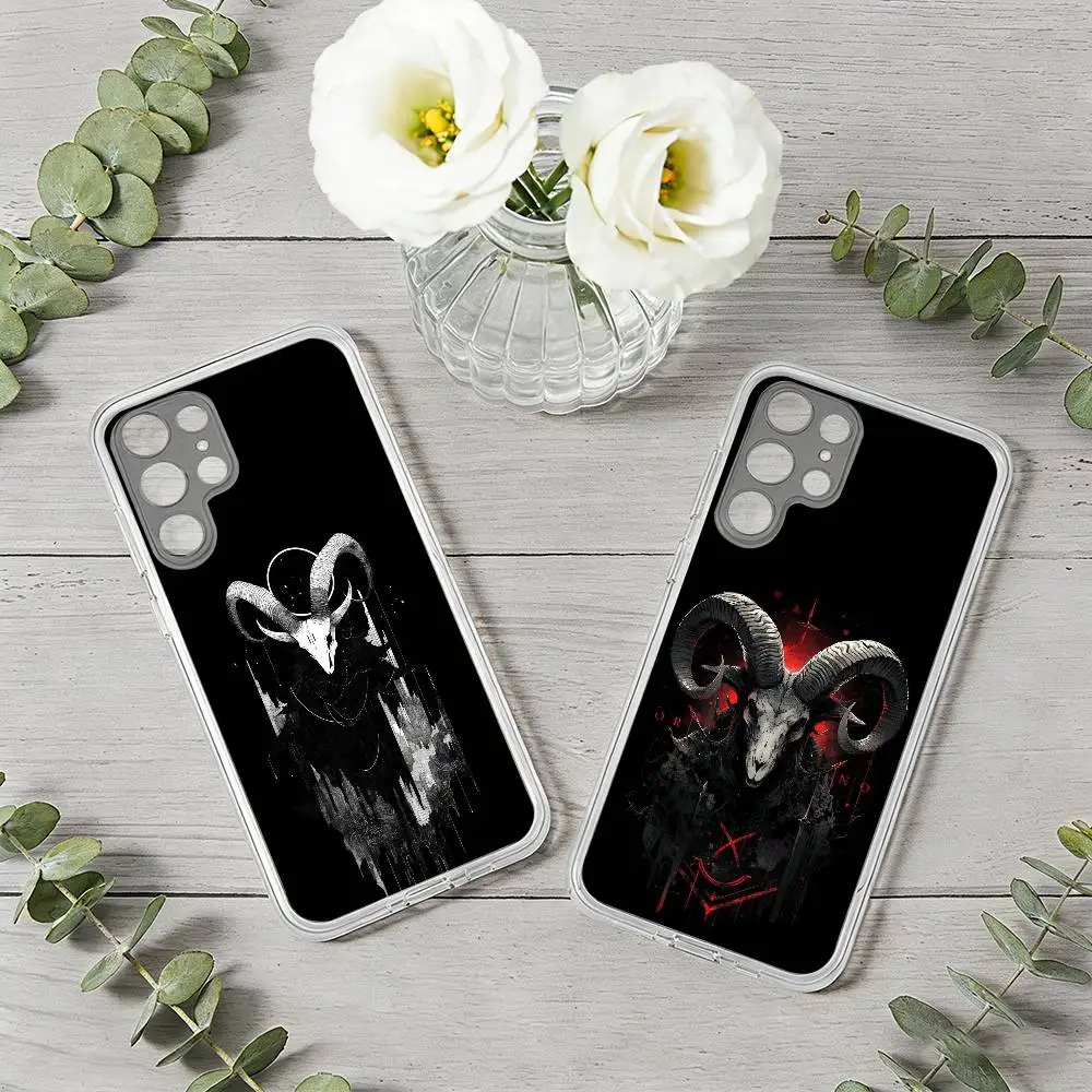

Satanic Goat Satan Devil Phone Case For Samsung S26, S25,S24,S21,S22,S23,S30,Ultra,Plus,5G,Transparent Cover