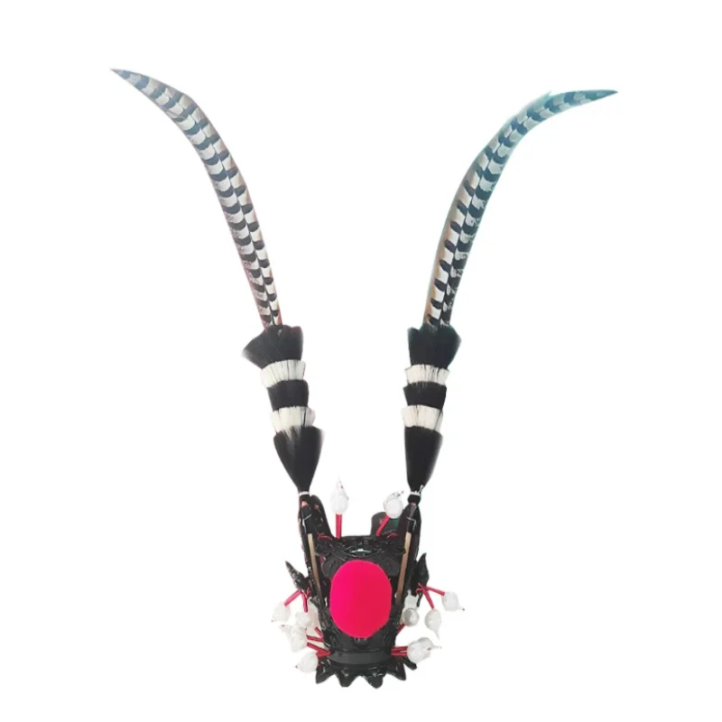 Journey West Sun Wukong Cosplay Feather Crown Accessory Funny Headwear Novelty Hat Decoration Motorcycle Helmet Decorati