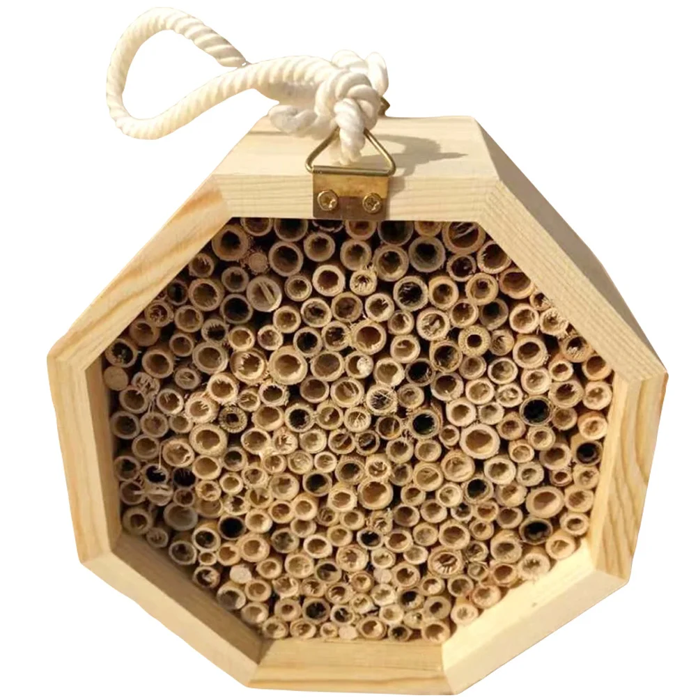 

Box Set Octagon Wooden Bee Hive For Garden Pollinators Habitat Outdoor Insect House Wood Hanging Beehive Garden Supplies