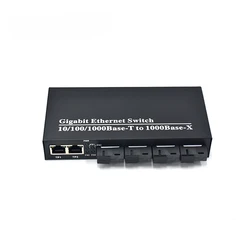 Gigabit Ethernet Switch, Fiber Optical Media Converter, 4 Port SC Fiber + 2 RJ45, 10/100/1000M, UTP