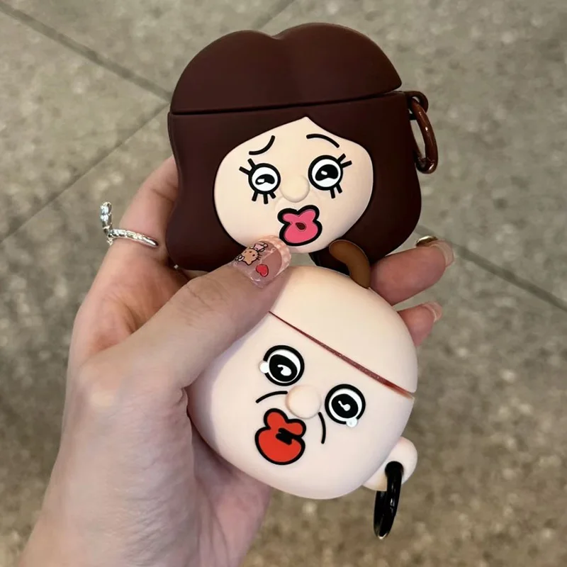 Funny Cartoon Bbang Bbang Airpods Case Kawaii Anime 3D Silica Gel Soft Protective Sleeve Airpods Pro 1 2 3 Couple Case Girl Gift