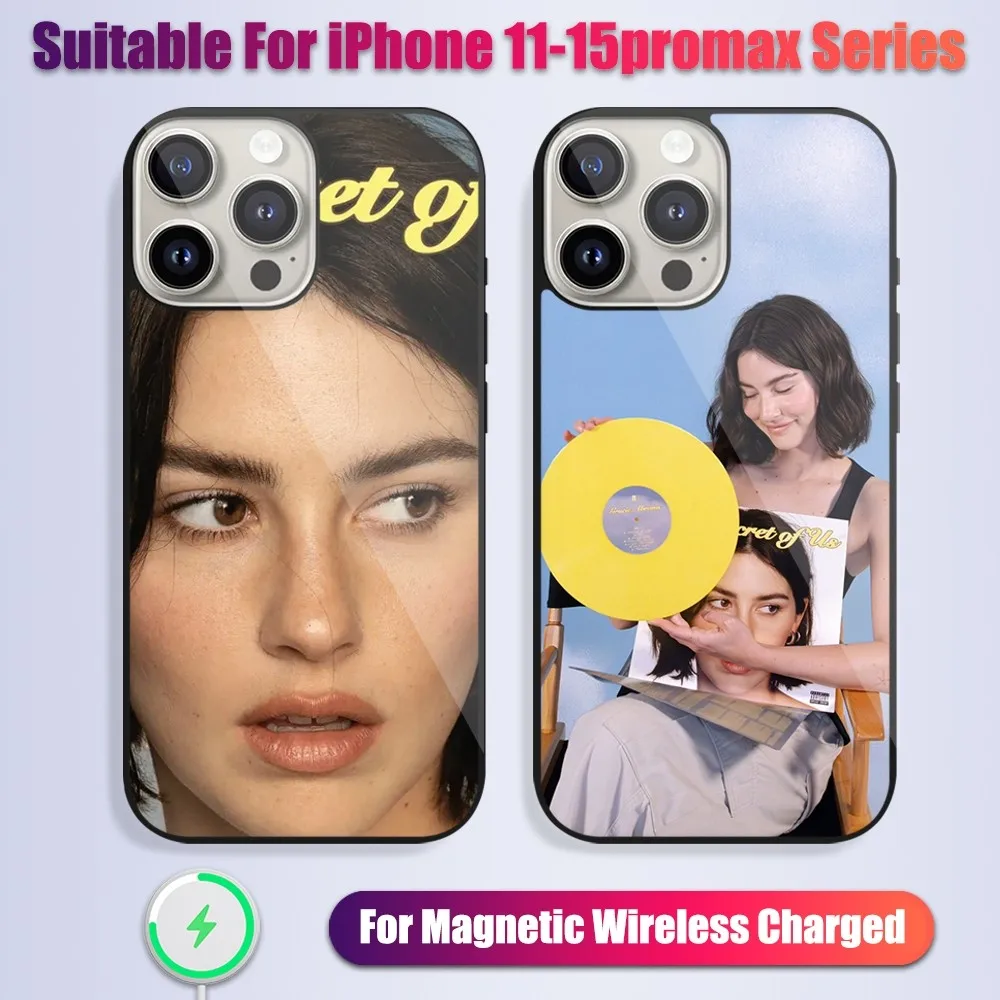 

Singer Gracie Abrams The Secret of Us Phone Case For iPhone 13 14 15 11 12 Pro Max Plus Glass Charging Magsafe Magnetic Cover