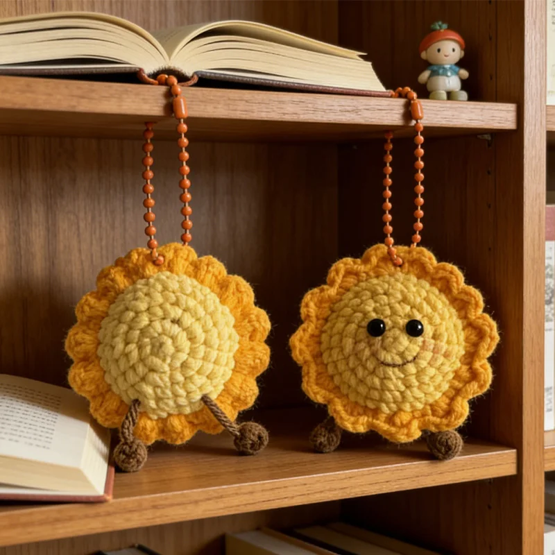 Hand-crocheted sunflower accessory gift, customizable