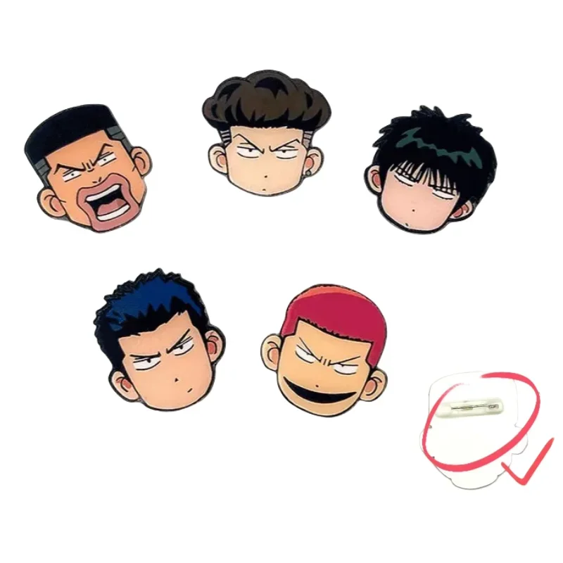 جديد سلام دنك شوبي خمسة نمور Hanamichi Sakuragi Kaede Rukawa أنيمي الكرتون بروش حقيبة مدرسية قلادة شارة بدبوس مجوهرات هدية