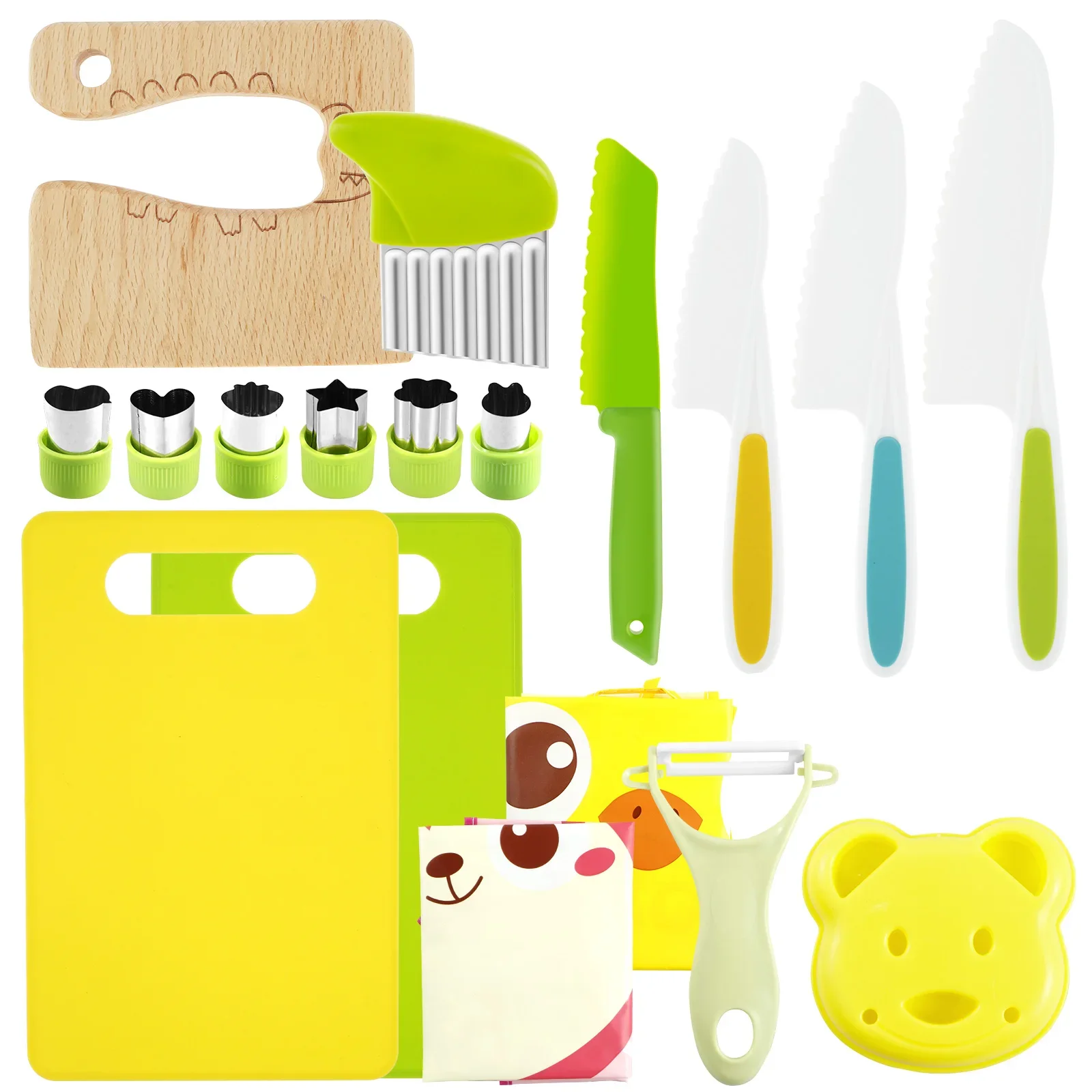 18Pcs Kids Cooking Cutter Kitchen Toddler Knife Set Plastic Knives Vegetable Crinkle Cutter Cooking Utensils for Kitchen Supplie