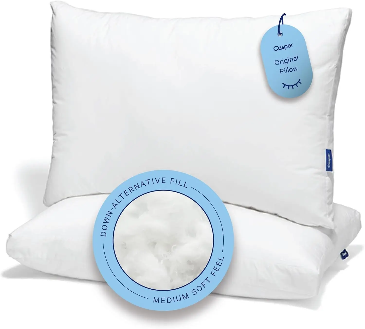 

King Size Medium Soft Pillow 2-Pack, Down-Alternative Fill for Side, Back & Stomach Sleepers, Neck Pain Relief, Machine Washable