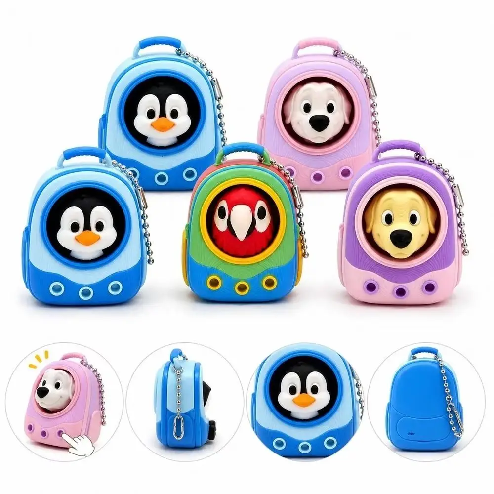 3D Printed Mini Pet Backpack Click Cute Press Design Fidget Keychain Cute Cartoon Kawaii Style Pendant Decoration Office Desk