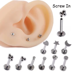 1PC Stainless Steel Heart Ball Moon Labret Stud Lip Ring Earring Ear Studs Ear Cartilage Tragus Helix Lobe Piercing Body Jewelry
